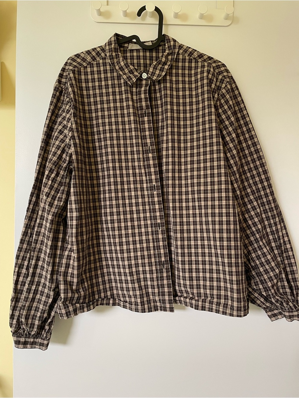 Everlane the Organic Cotton Prep Shirt - Brown and Cream Plaid Button-Down Shirt
